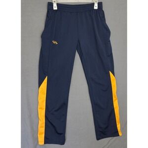 Boombah Mens Athletic Track Pants Navy Blue‎ Yellow Small Training Joggers